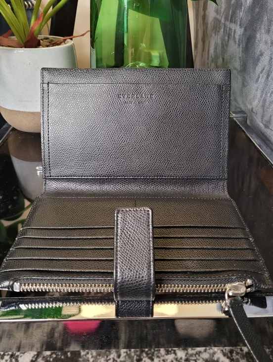 Everlane Black Pebbled Leather The Traveler Large Zippered Wallet Billfold - Picture 6 of 16